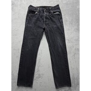 Levis 501‎ Jeans Mens Measured 34x32 Black Straight Leg Button Fly Original Fit